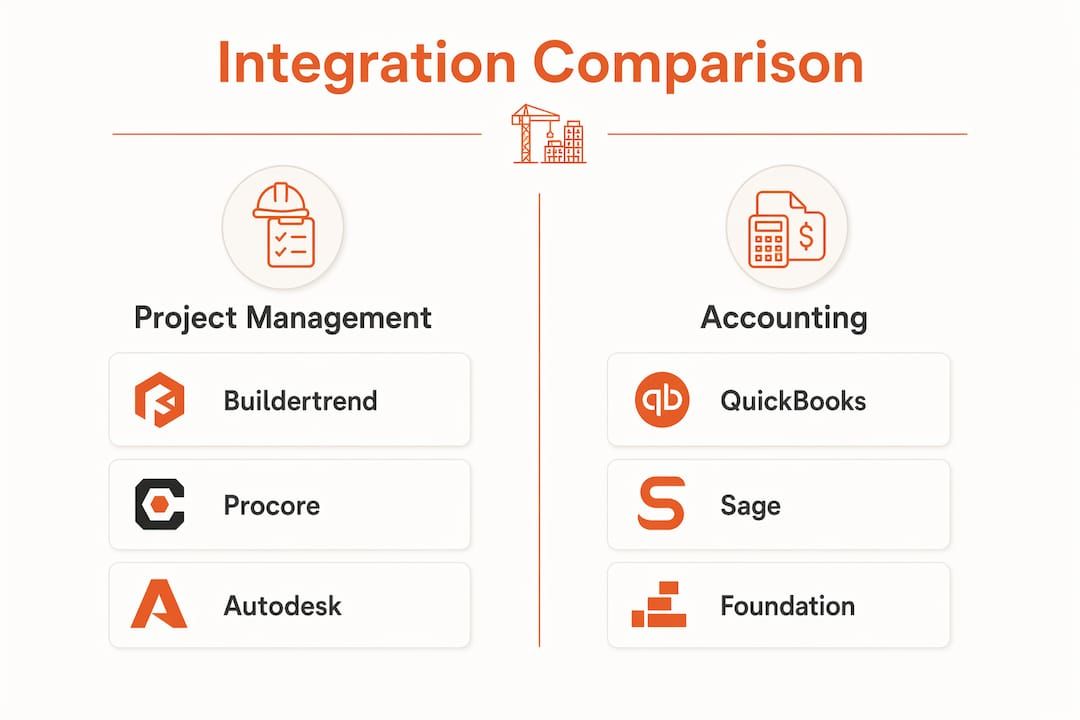 Infographic comparing construction platform integrations