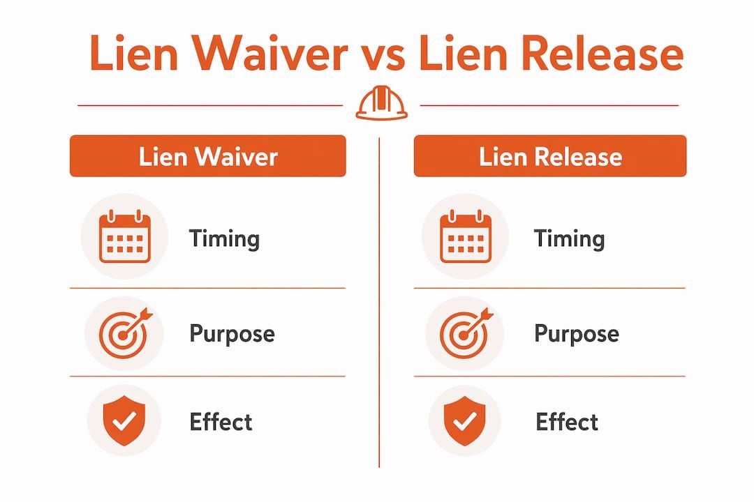 Infographic comparing lien waiver and lien release