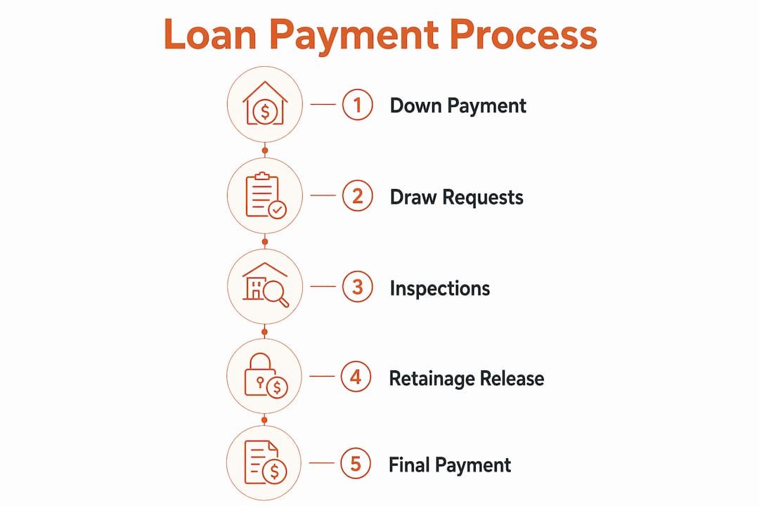 Infographic illustrating construction loan payment process steps