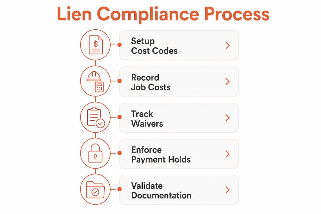 Infographic outlining lien compliance process in accounting
