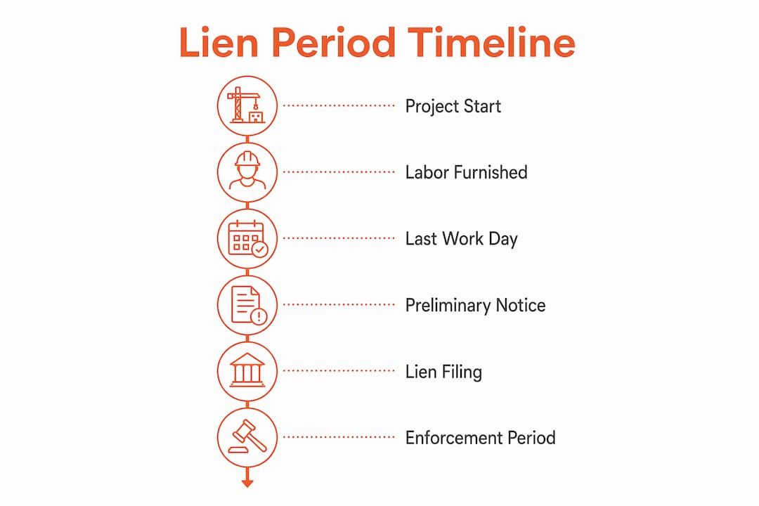 Infographic showing lien period timeline steps