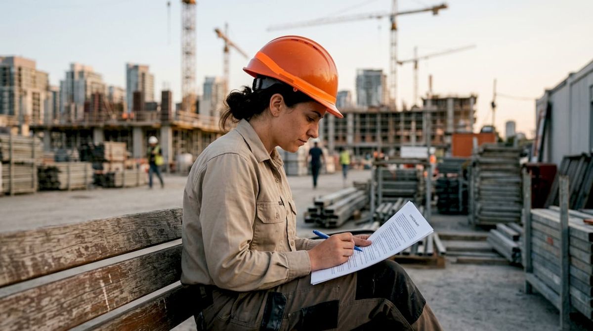 Contractor reviewing construction waiver document