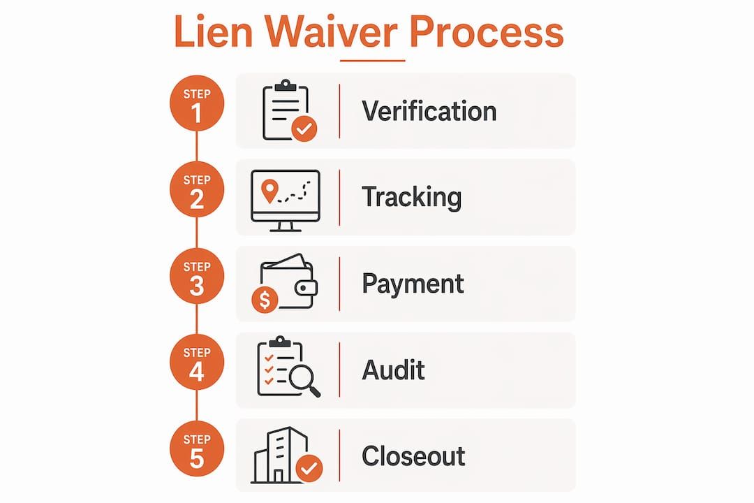 Infographic illustrating lien waiver process steps