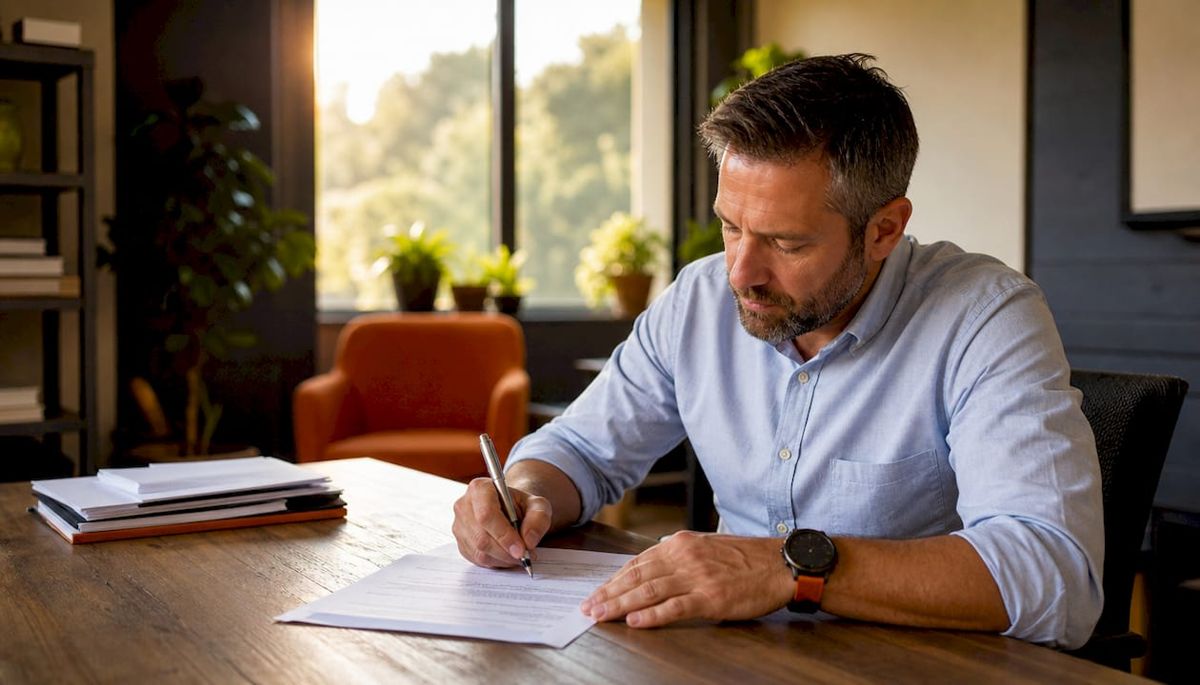 Hands signing conditional lien waiver document