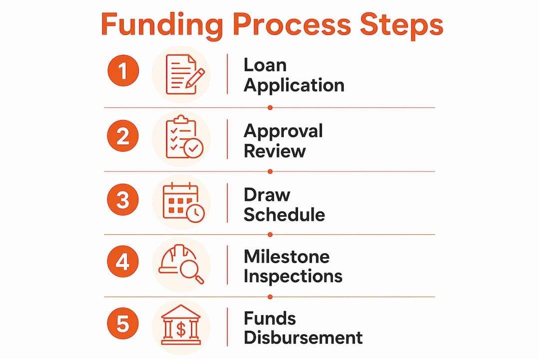 Infographic illustrating construction funding process steps