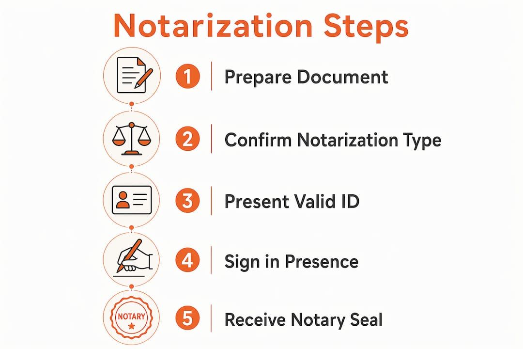 Infographic showing steps of waiver notarization process
