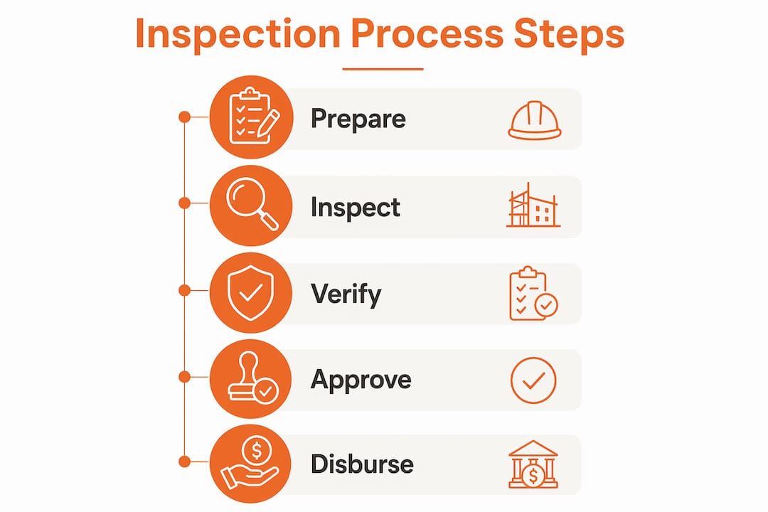 Infographic showing lender draw inspection process steps