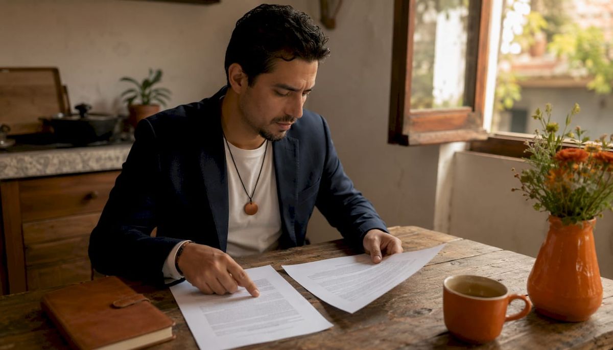 Hands comparing lien waiver and lien release documents