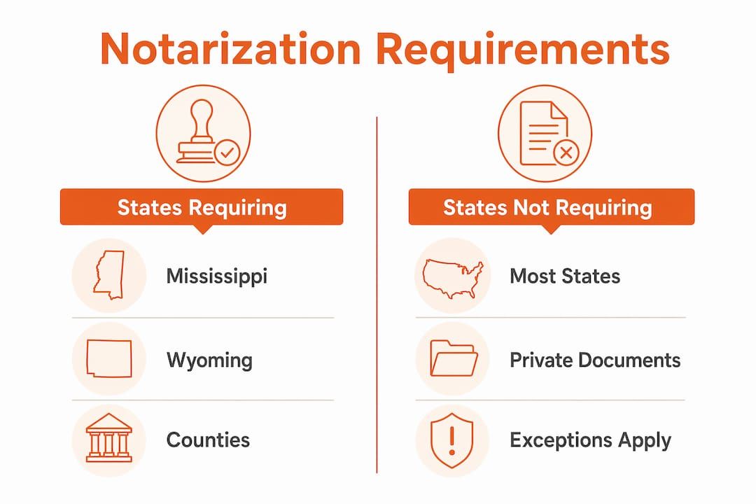 Infographic comparing notarization requirements for lien releases