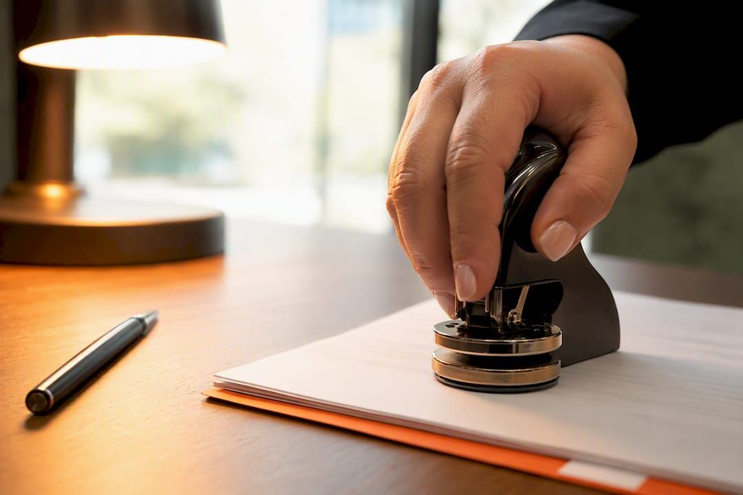 Notary embossing seal on waiver document